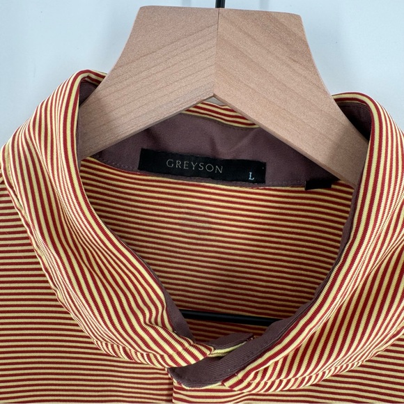 Greyson Perfomance Mens Golf Polo Striped Wolf Shirt Collared Size Large - Picture 4 of 7